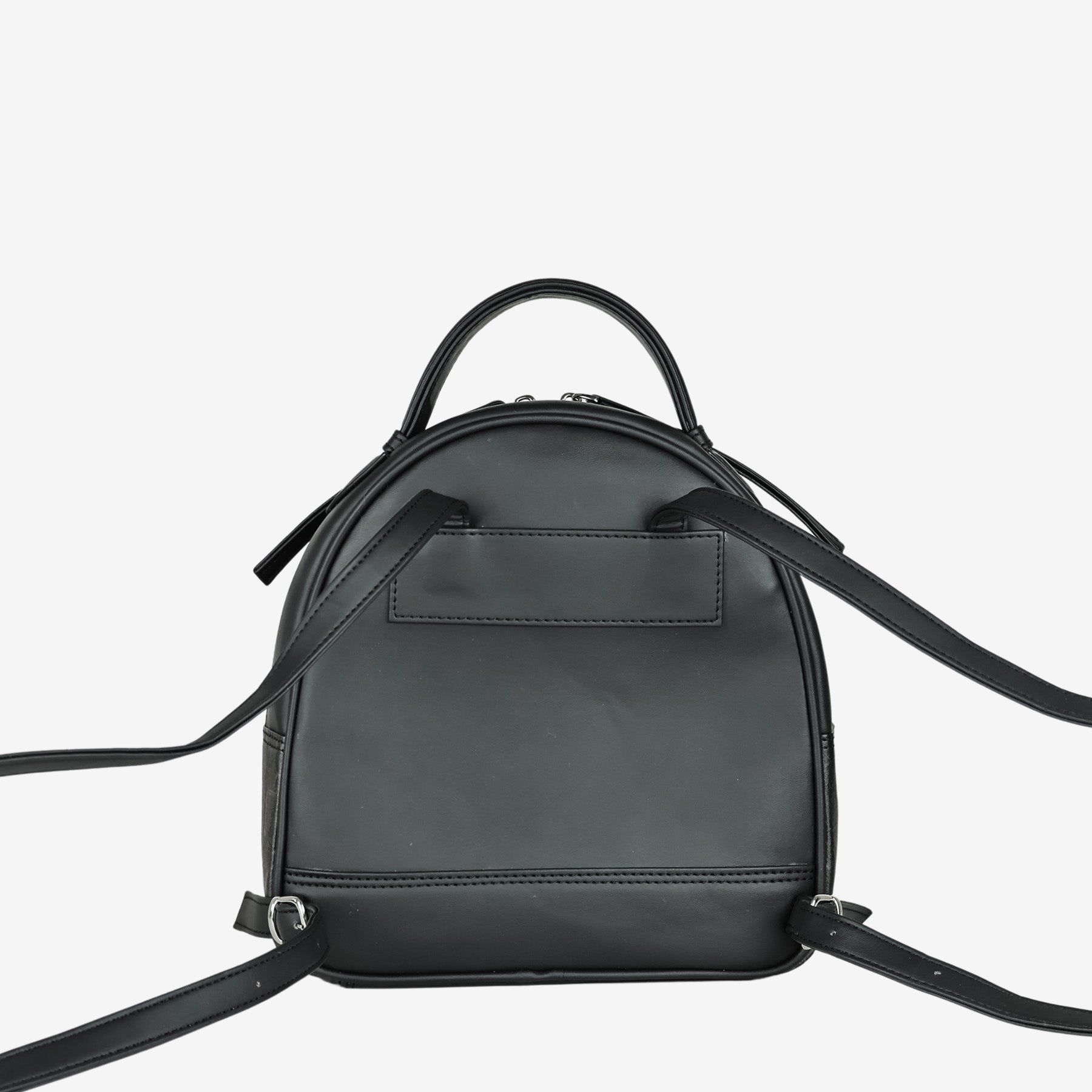 Back Black Leaf Pattern Rachel Backpack by Thamon