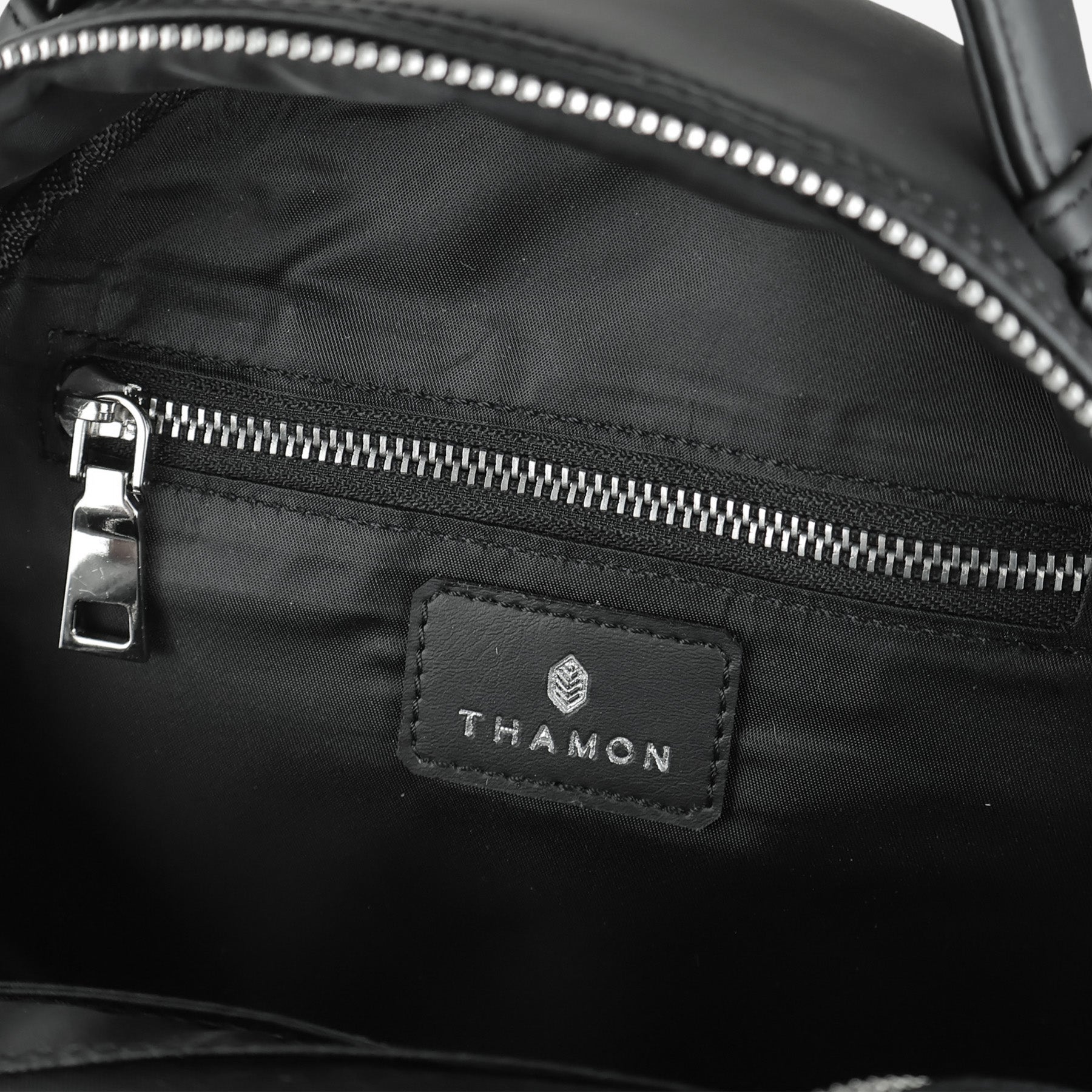 Inside Black Leaf Pattern Rachel Backpack by Thamon
