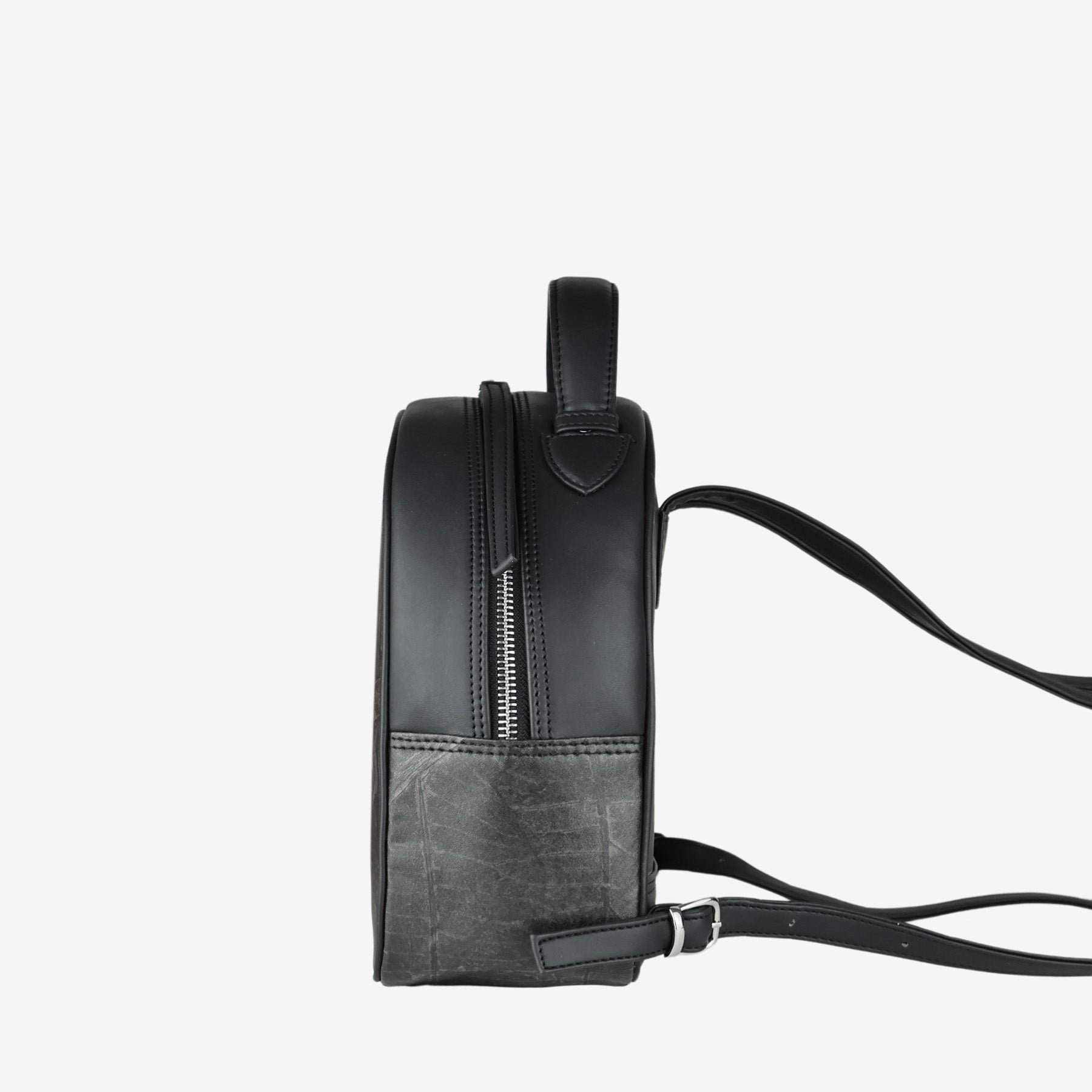 Right Side Black Leaf Pattern Rachel Backpack by Thamon