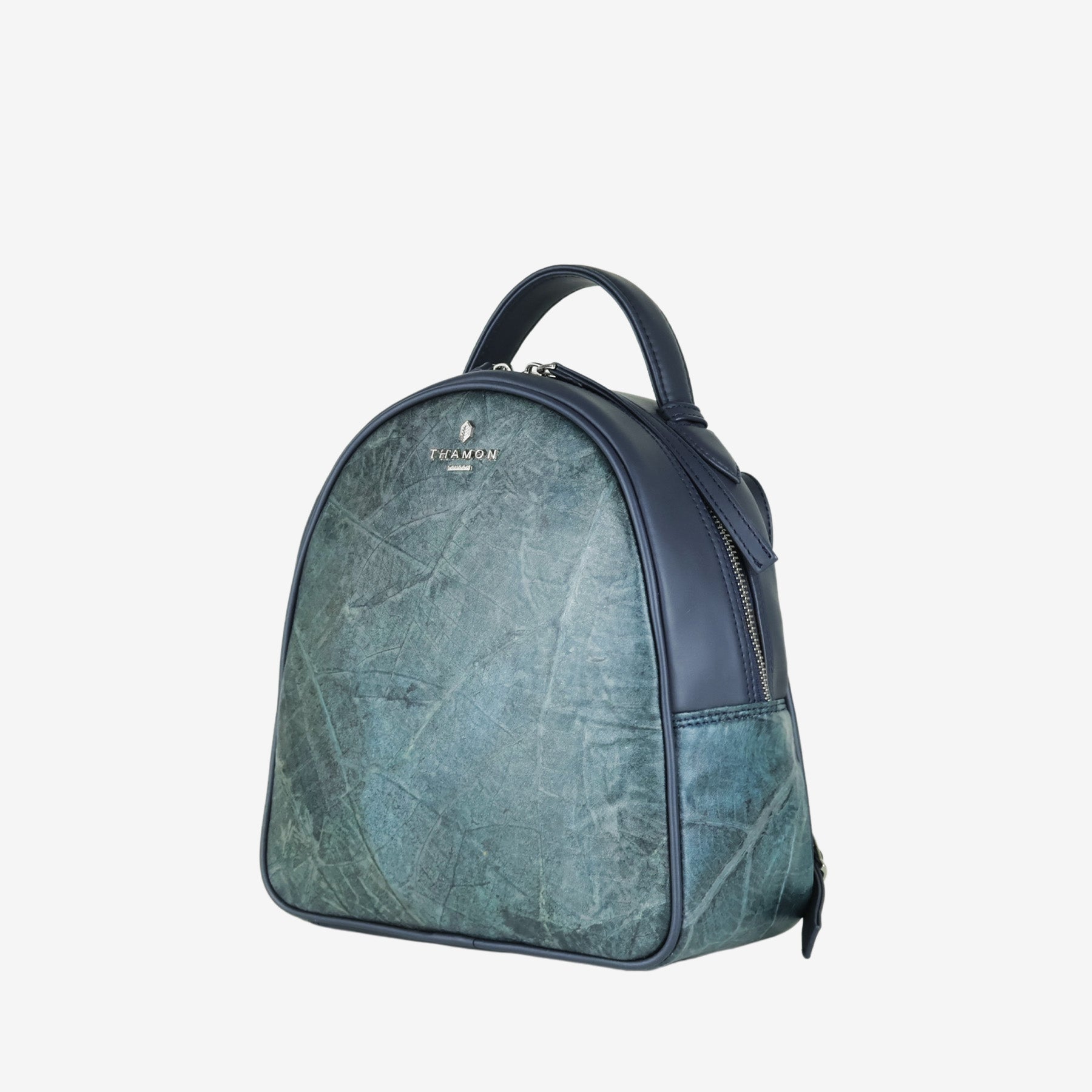 Side Blue Dianne Leaf Pattern Rachel Backpack by Thamon
