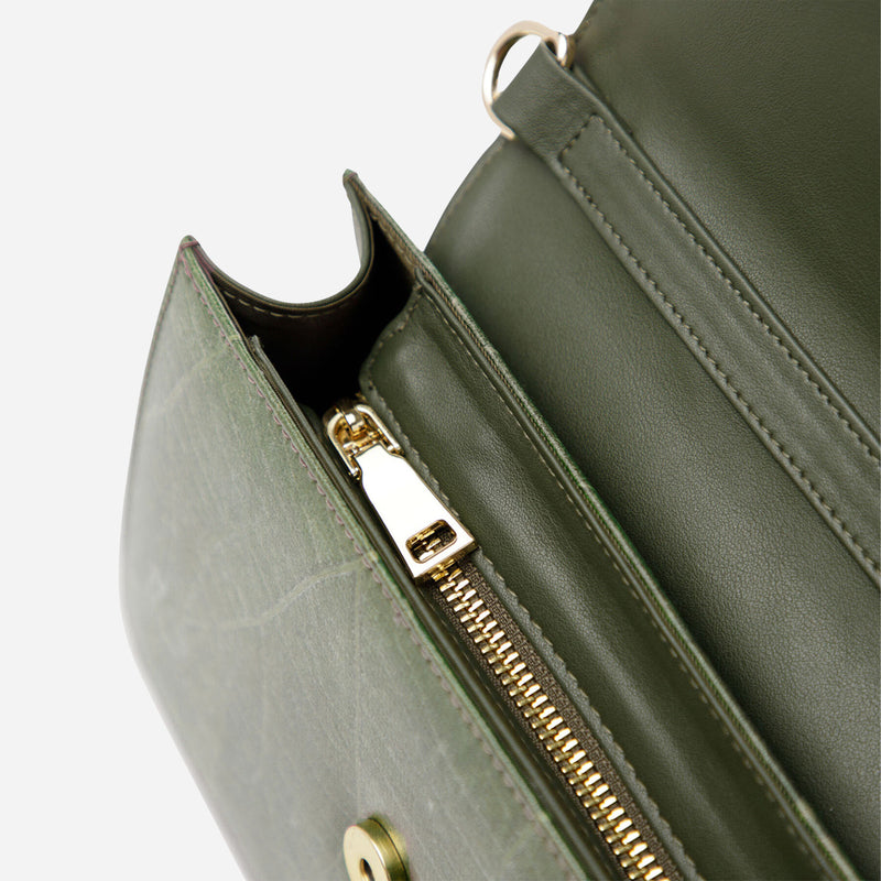 Top Forest Green Ellie Mini Handbag by Thamon