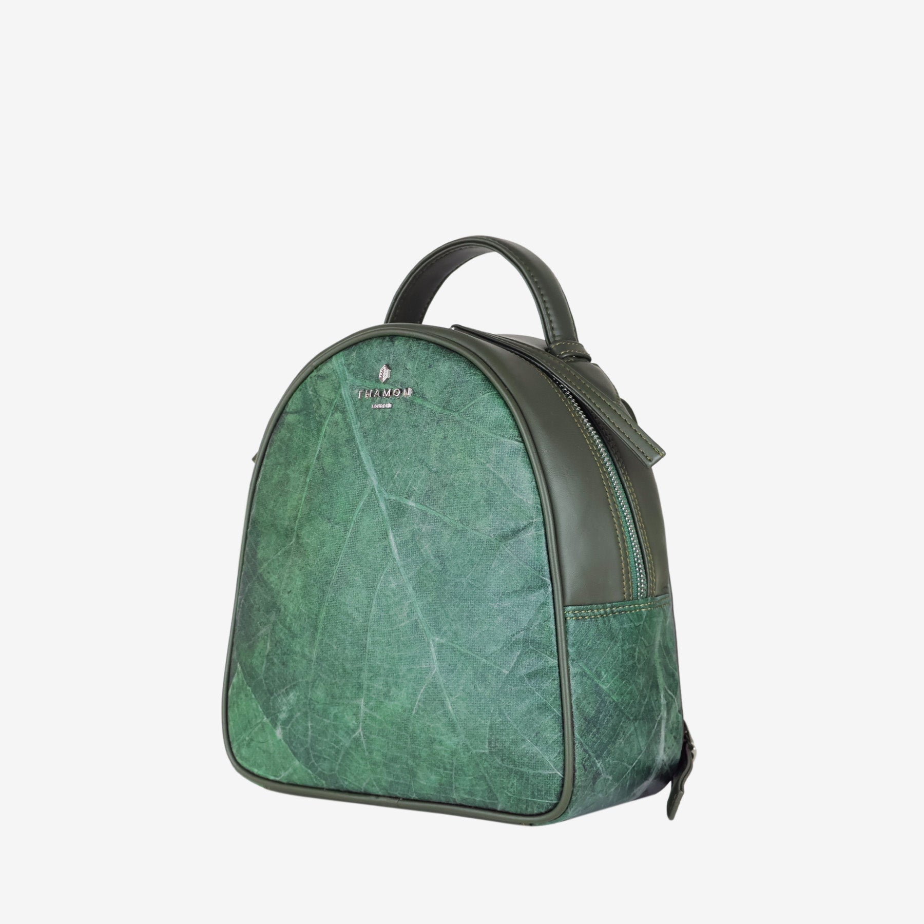 Side Forest Green Leaf Pattern Rachel Backpack by Thamon