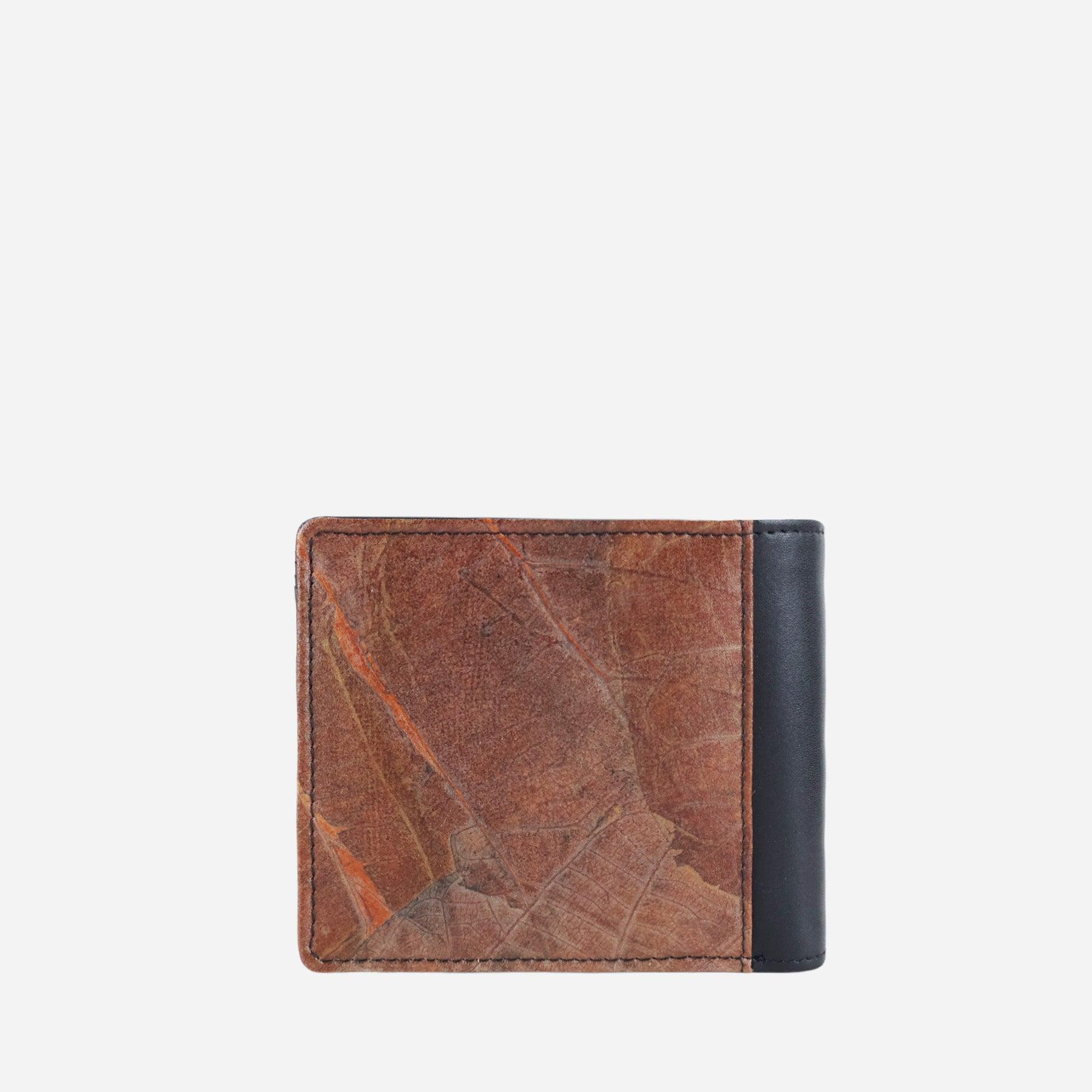 Back Coin Wallet Luxury Edition Brown Leaf Leather Vegan