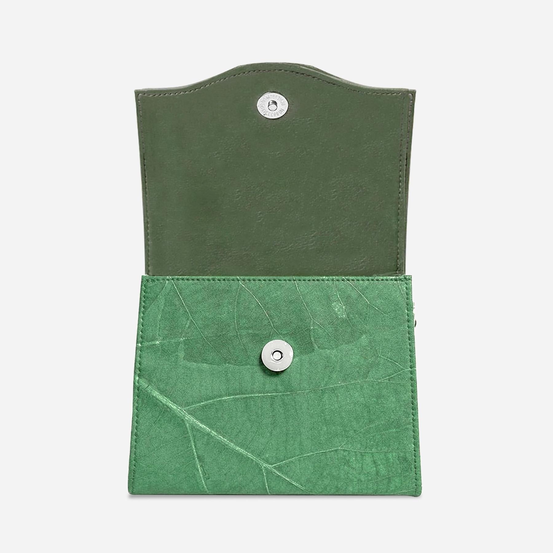 Open Box crossbody bag in Forest Green made from Leaftex