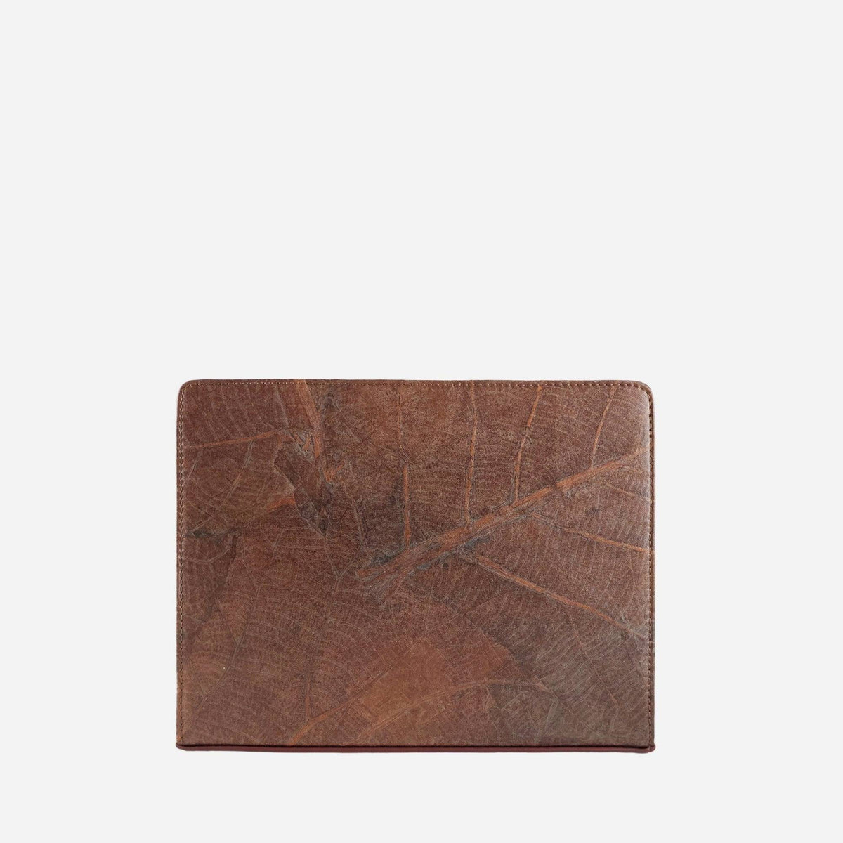 Back view of the Ingrid bag in Walnut Brown showing the natural leaf texture