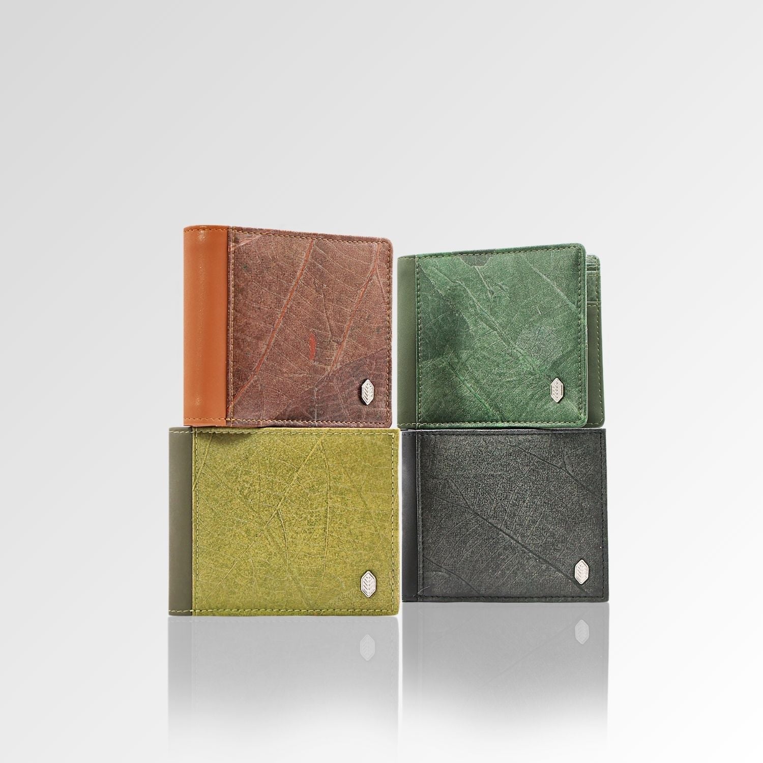 Men's wallet made from Leaftex, featuring a natural leaf pattern