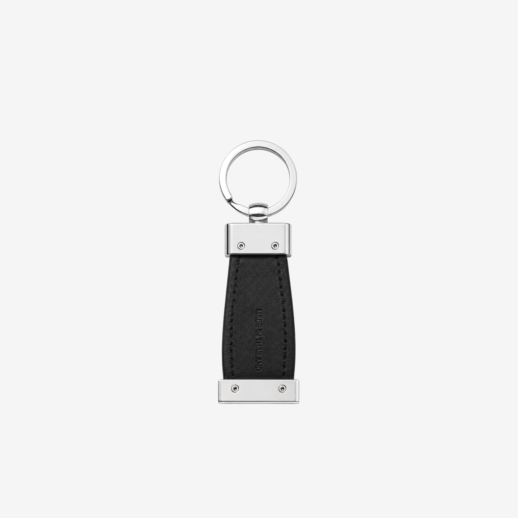 Back view of Black Leaftex keychain showcasing sleek modern design and sustainable craftsmanship.