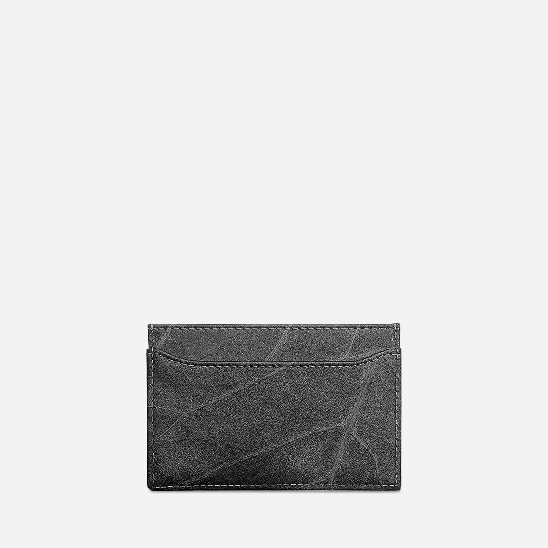 Back Black Leaf Leather Cardholder by Thamon