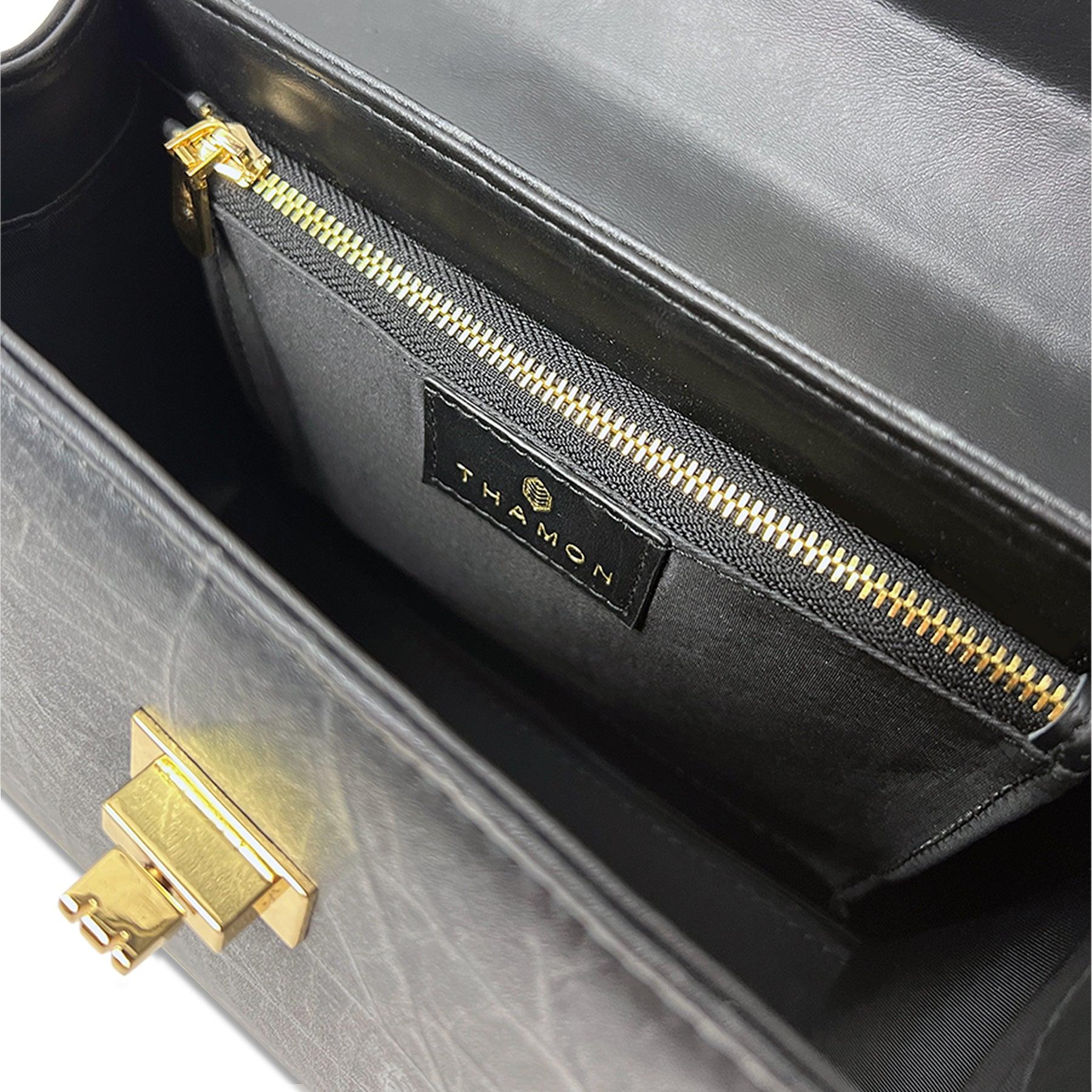 Inner Black Leaf Pattern Kylie Bag by Thamon