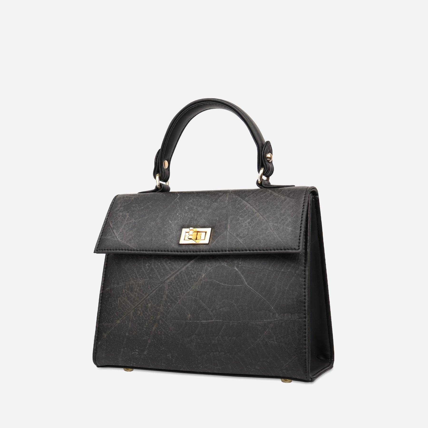 Side Black Leaf Pattern Kylie Bag by Thamon