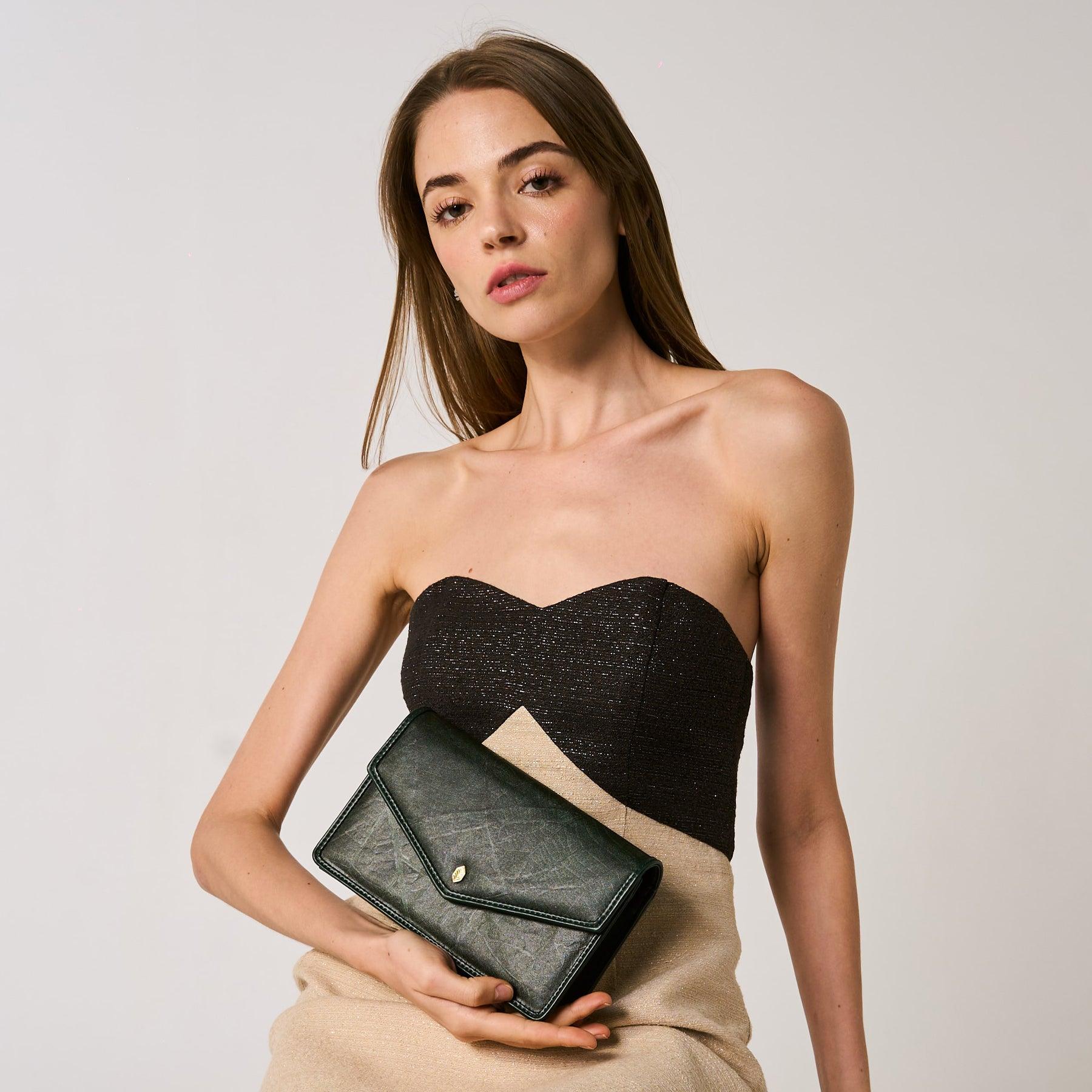 Forest Green Margot Vegan Pouch Bag by Thamon