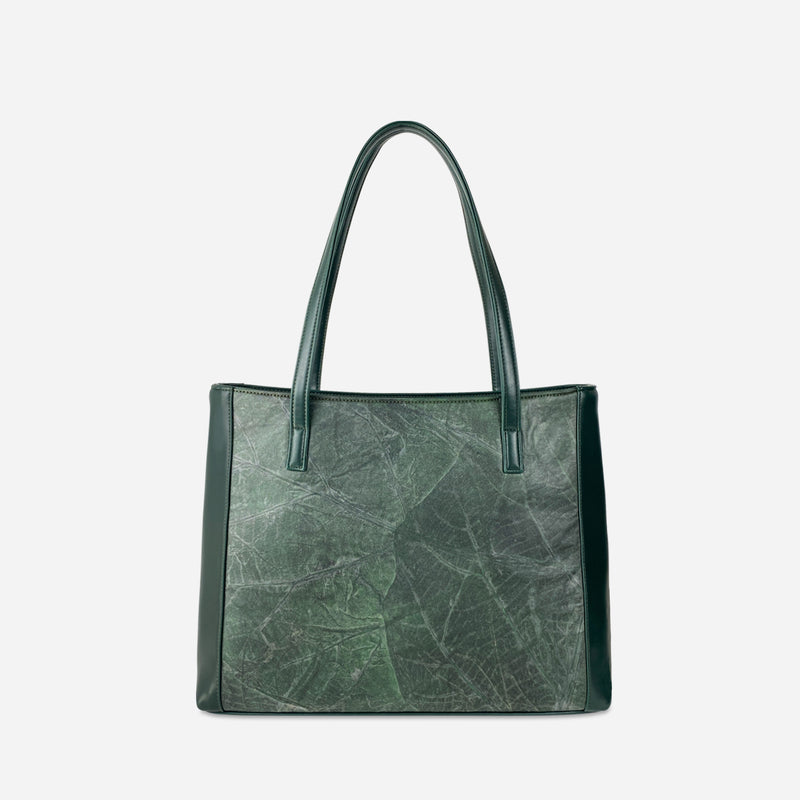 Back Forest Green Leaves Tote Bag by Thamon