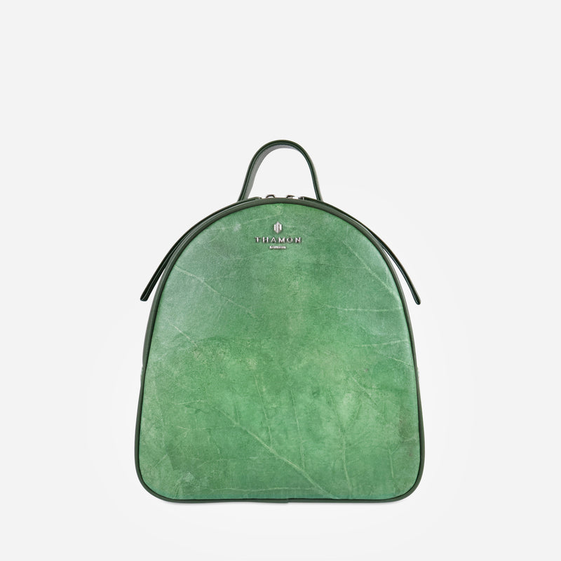 Front Forest Green Leaf Pattern Rachel Backpack by Thamon