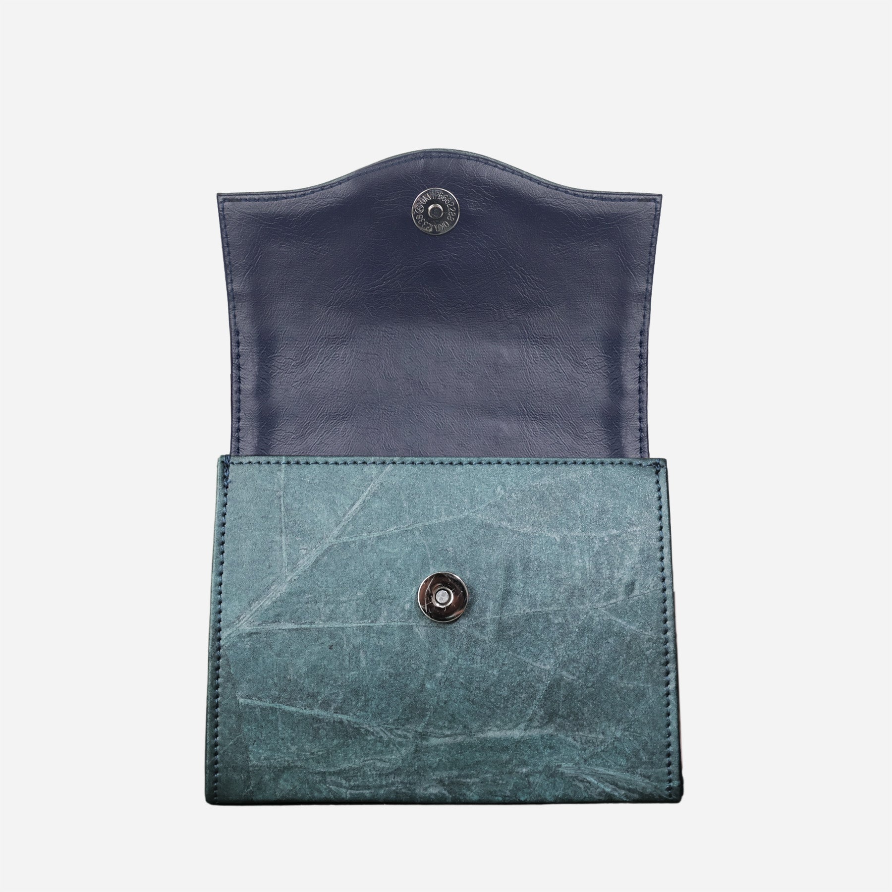 Open Blue Dianne Leaf Pattern Vegan Box Bag by Thamon