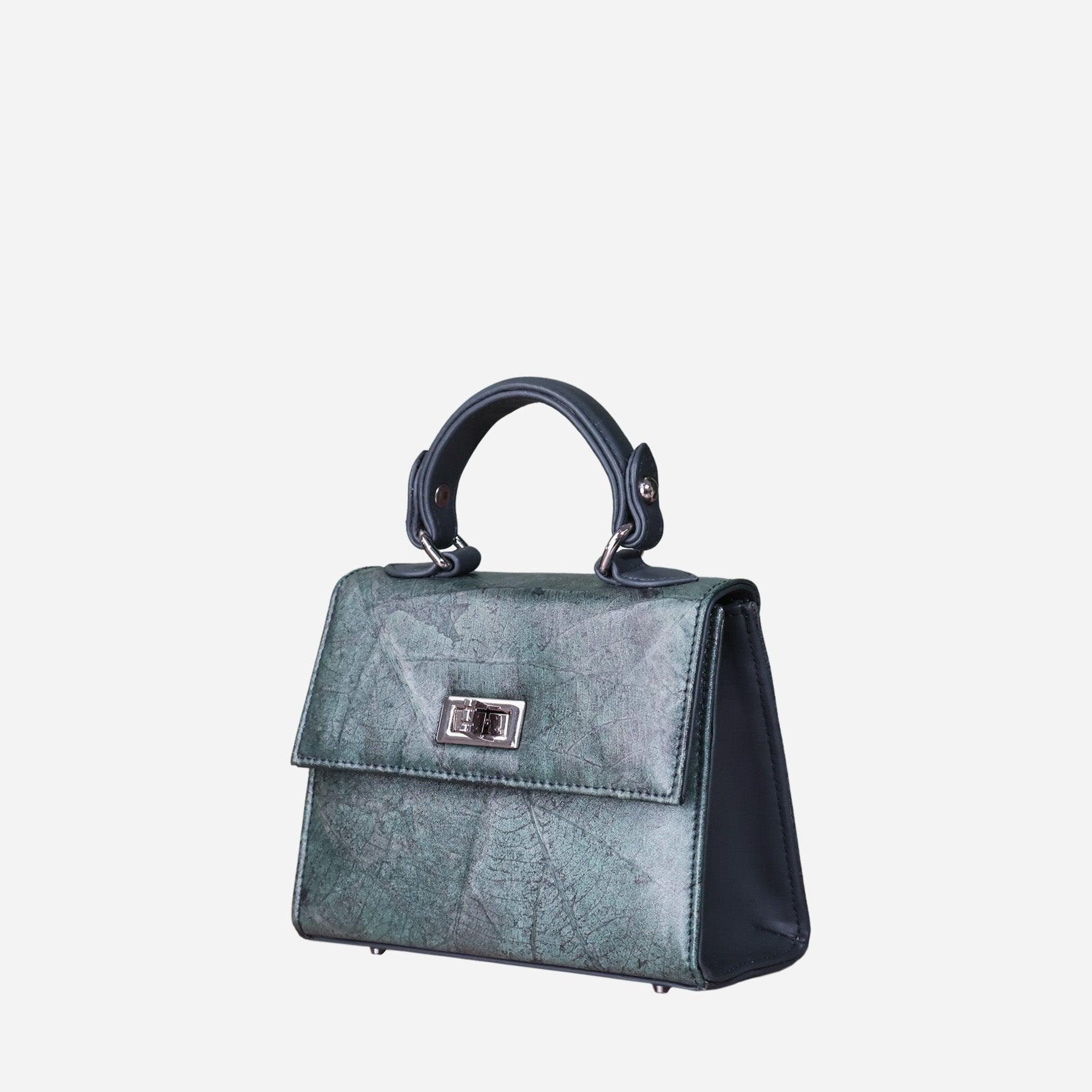 Side Blue Diane Leaf Pattern Kylie Mini Bag by Thamon