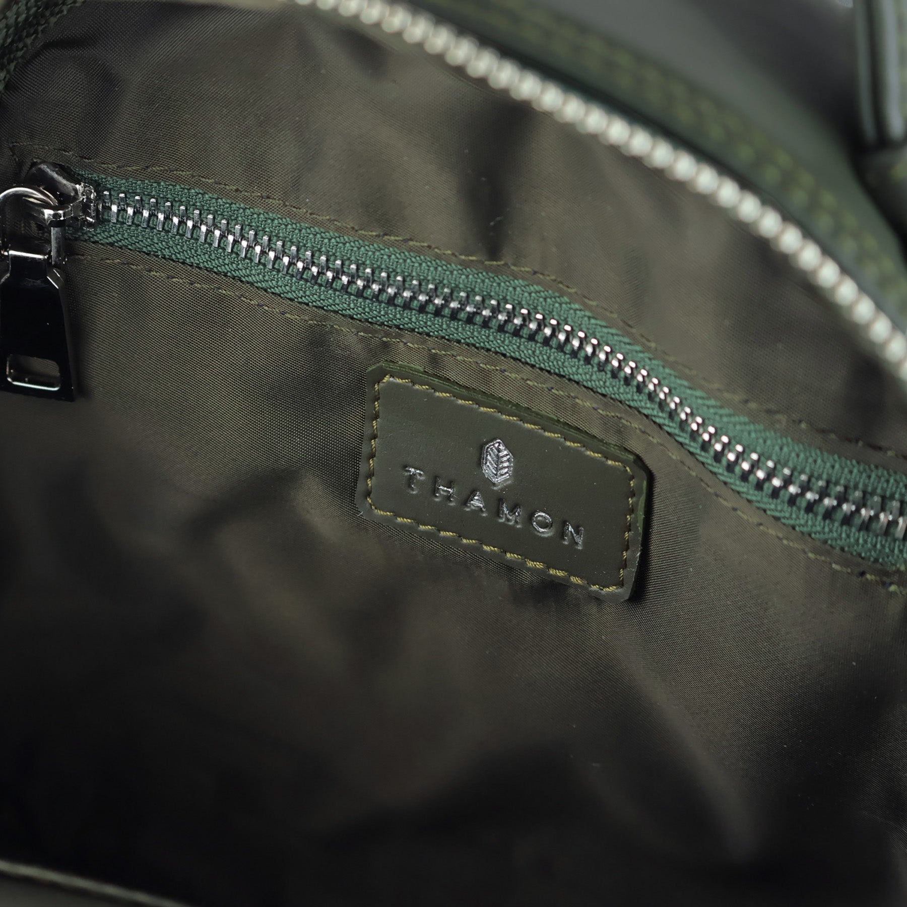 Inside Forest Green Leaf Pattern Rachel Backpack by Thamon