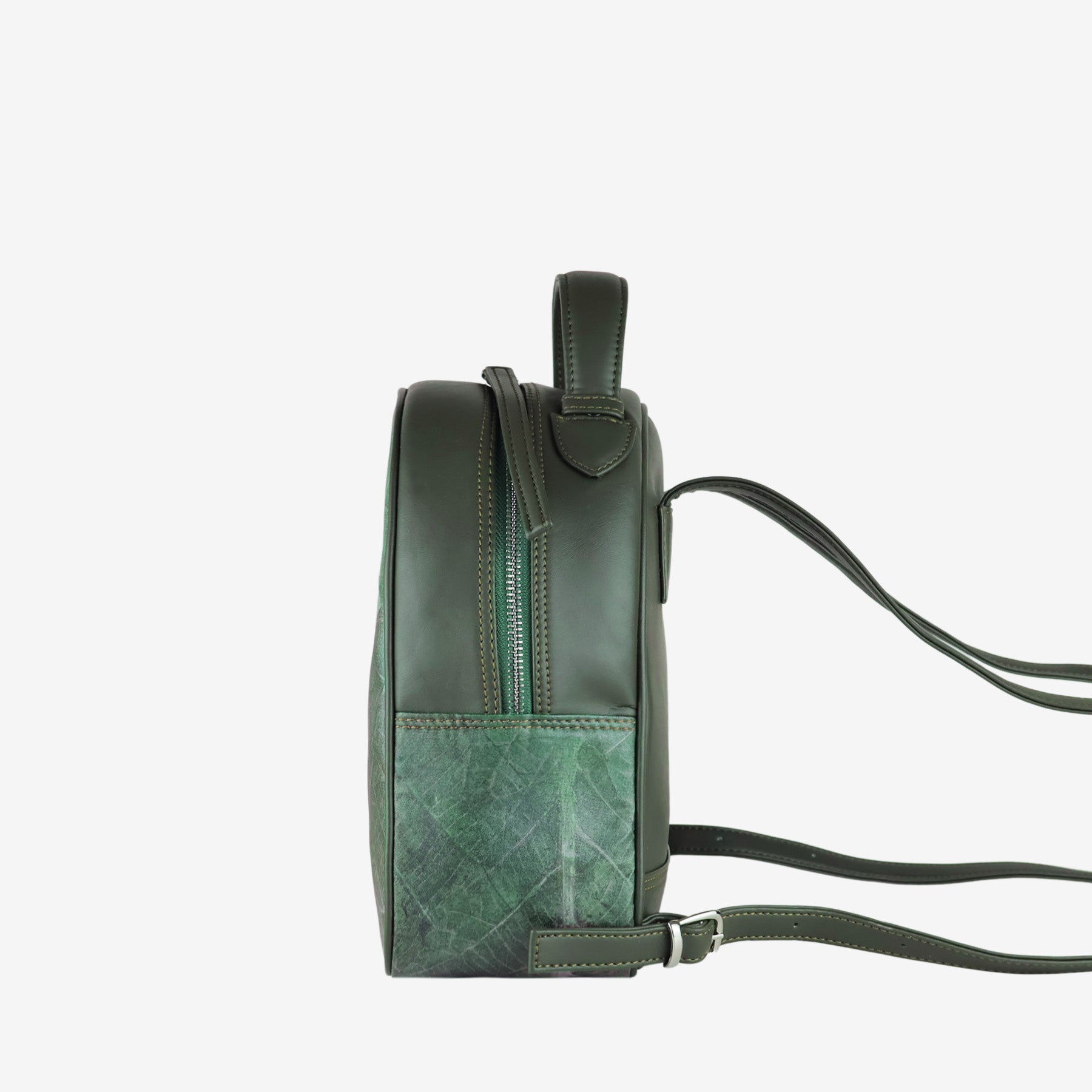 Right Side Forest Green Leaf Pattern Rachel Backpack by Thamon