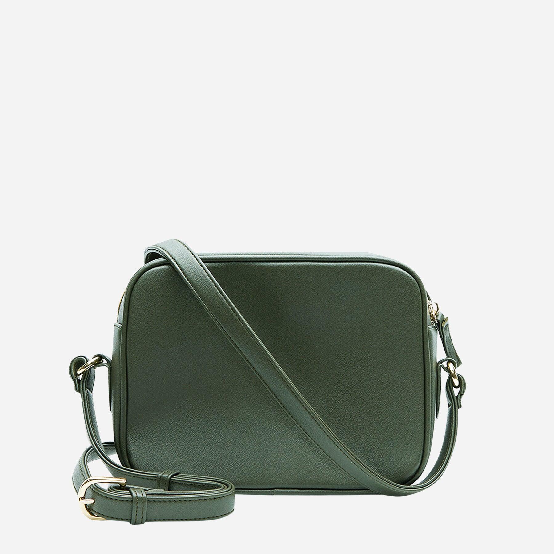 Back Forest Green Leaf pattern Isabelle Crossbody Bag by Thamon