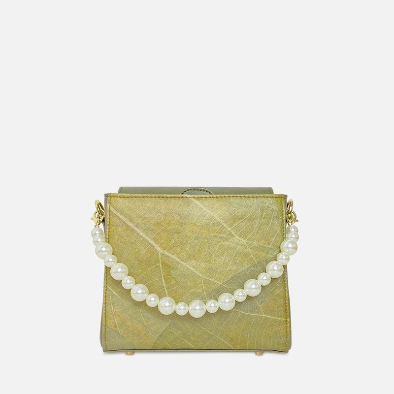 Front Olive Pearl Crossbody Bag by Thamon