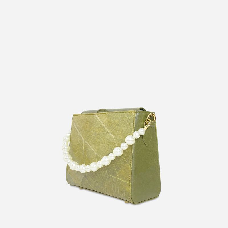 Side Olive Pearl Crossbody Bag by Thamon