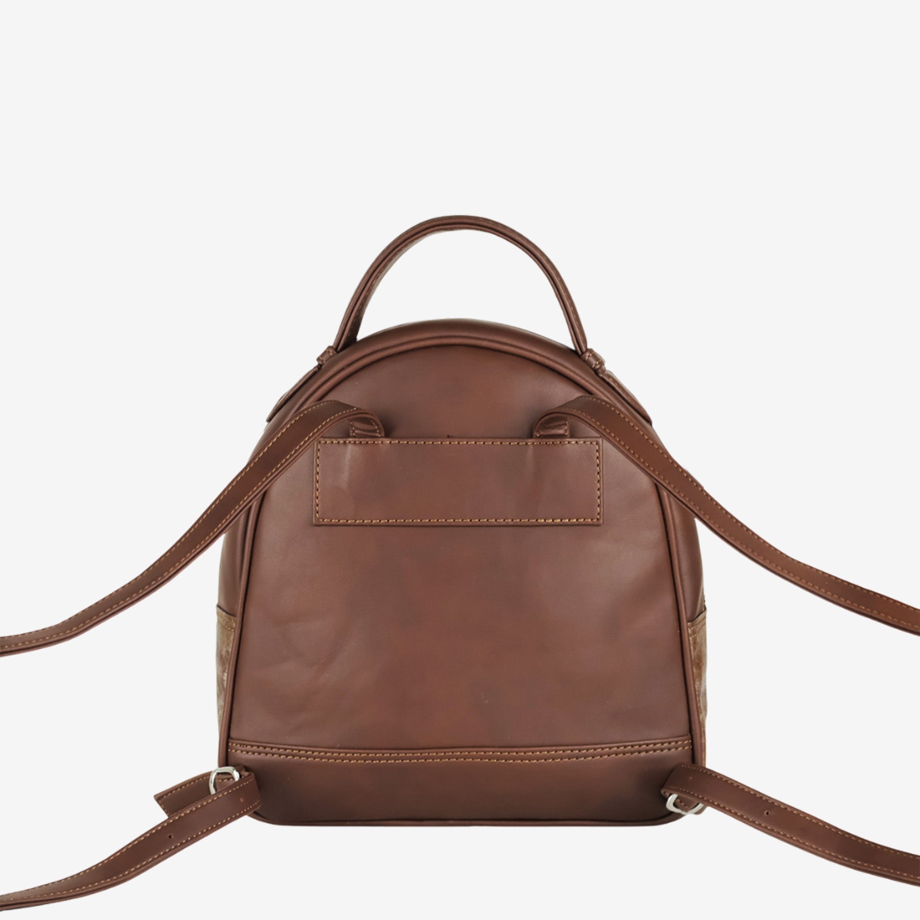 Back Spice Brown Leaf Pattern Rachel Backpack by Thamon