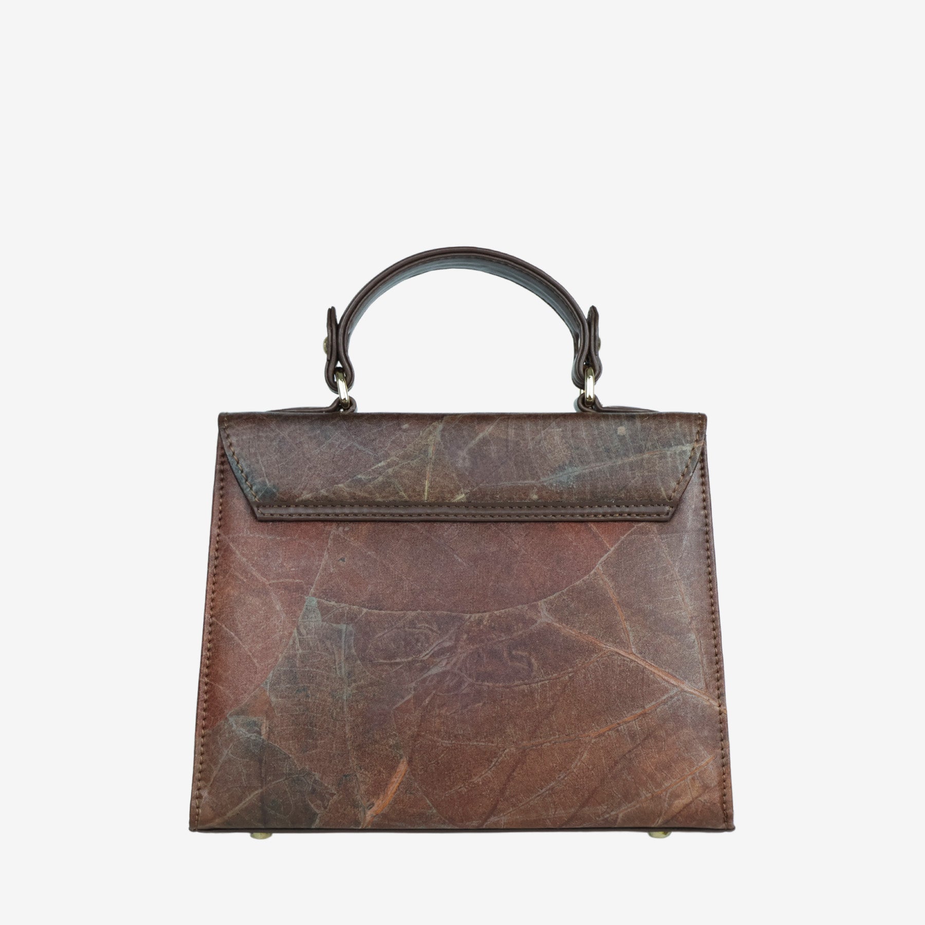 Back Walnut Brown Leaf Pattern Kylie Bag by Thamon