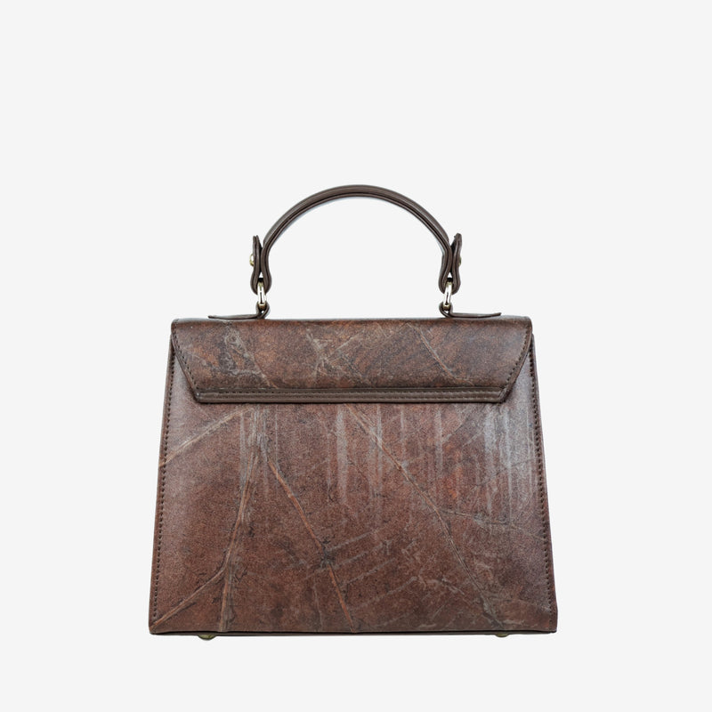 Back Walnut Brown Leaf Pattern Kylie Bag by Thamon