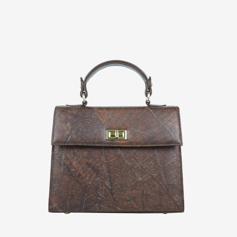 Front Walnut Brown Leaf Pattern Kylie Bag by Thamon