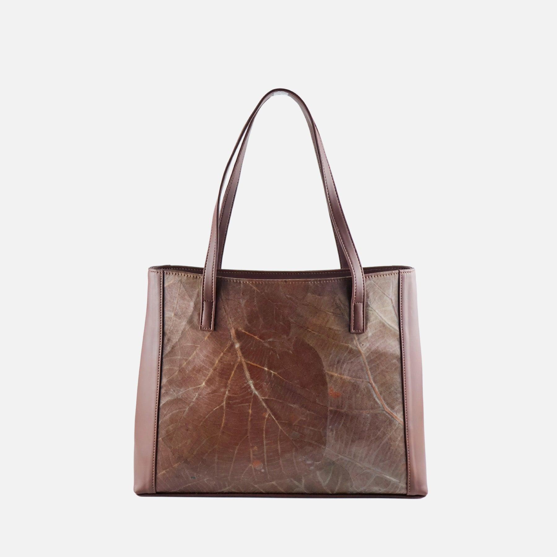 Back Walnut Brown Leaves Tote Bag by Thamon