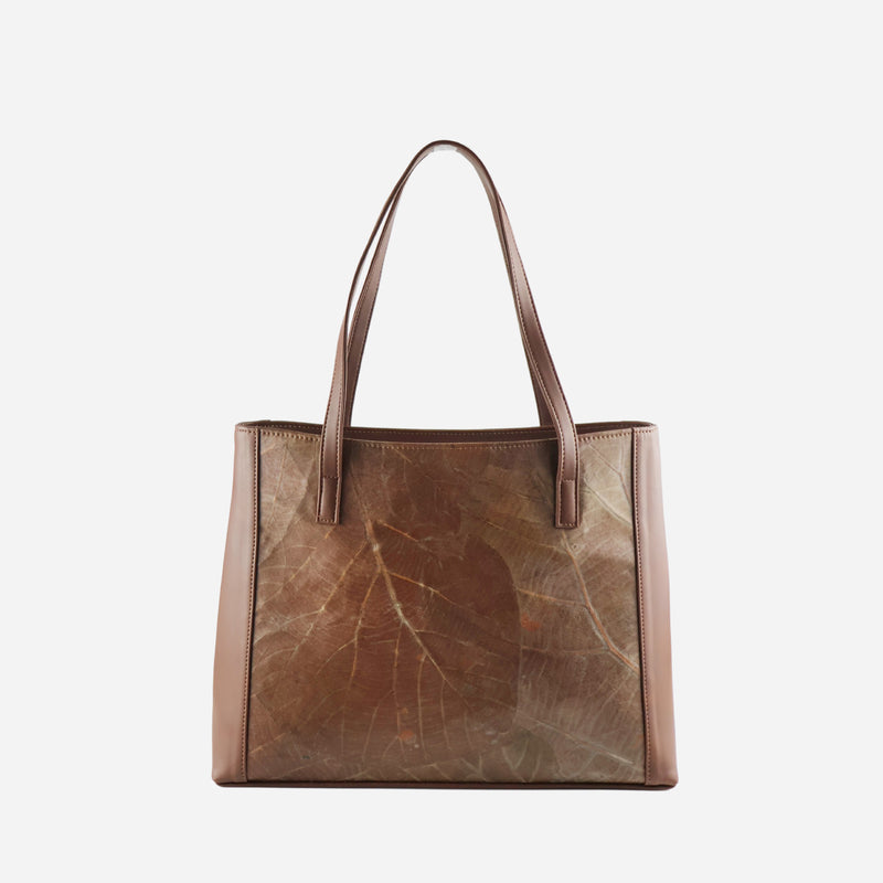 Back Walnut Brown Leaves Tote Bag by Thamon