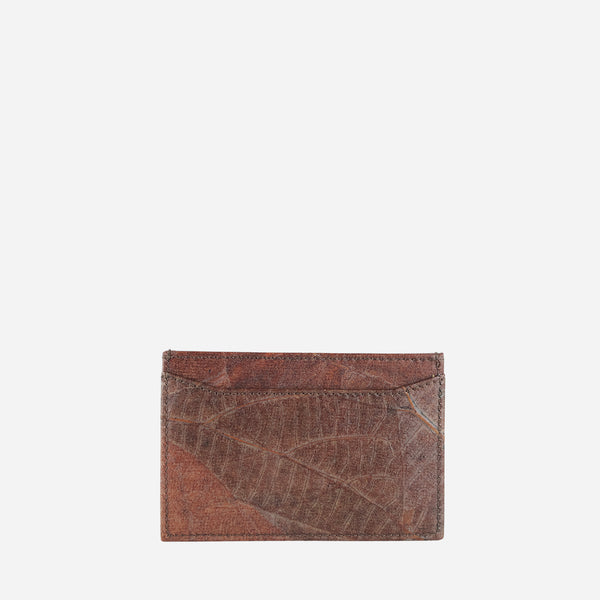 Back Cardholder Walnut Brown leaf leather by Thamon