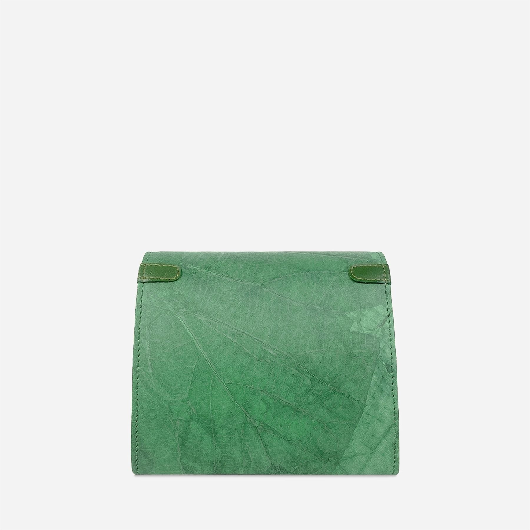 Back view of Box crossbody bag in Forest Green made from Leaftex