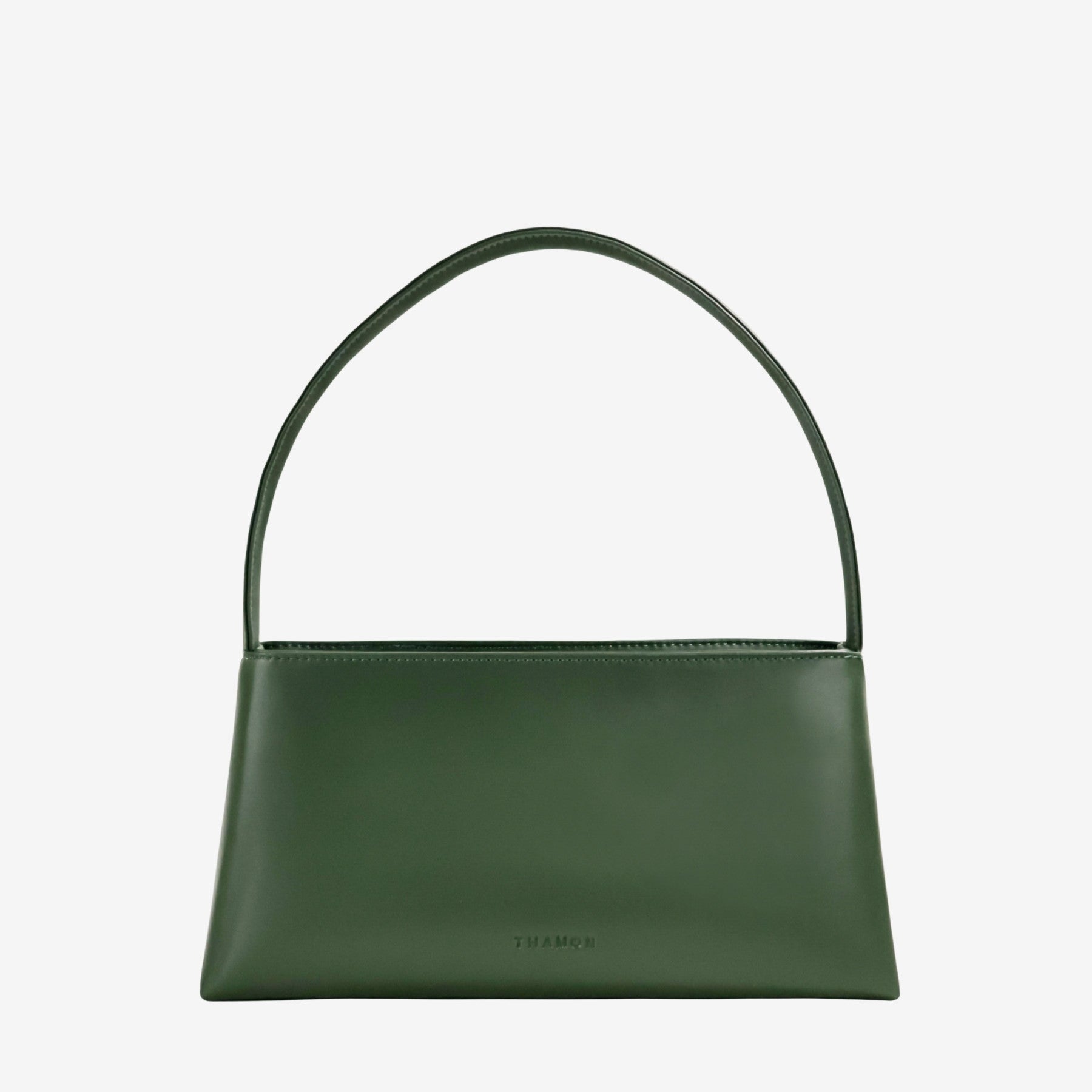 Back view of IVES bag in forest green leaf leather highlighting natural organic vein patterns