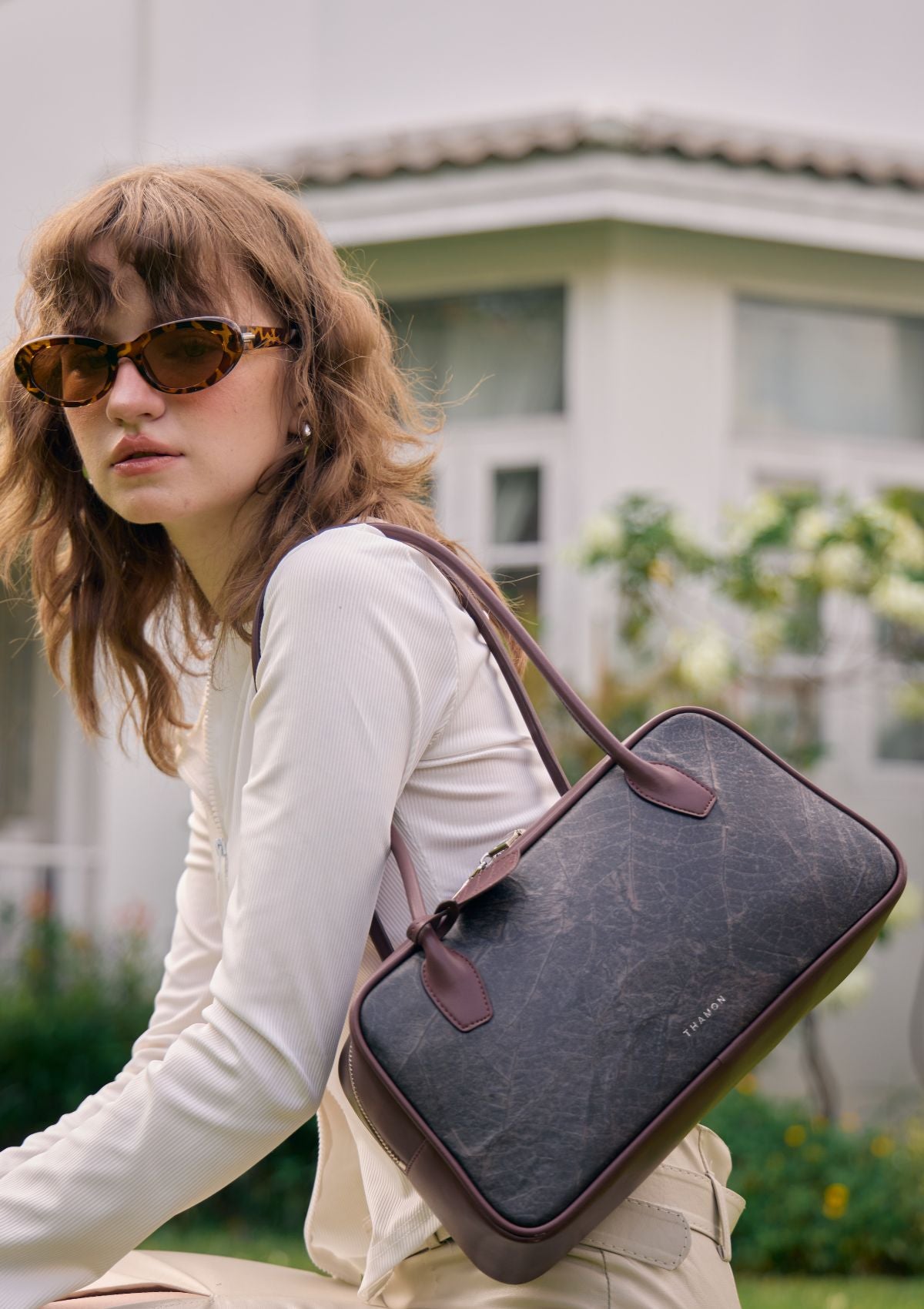 BOSTON Vegan Shoulder Bag - Rustic Brown | Thamon