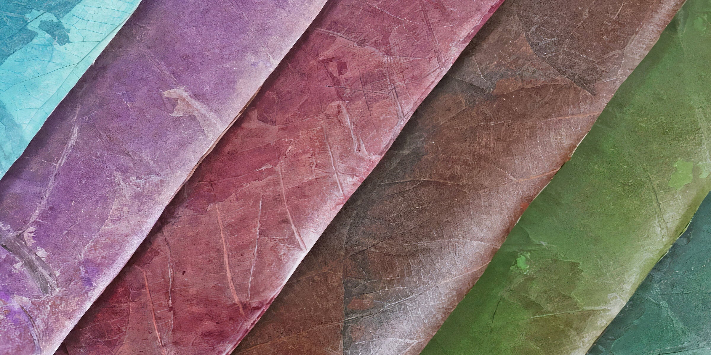 Raw Leaftex material in multiple colors before processing into Thamon's vegan leather goods