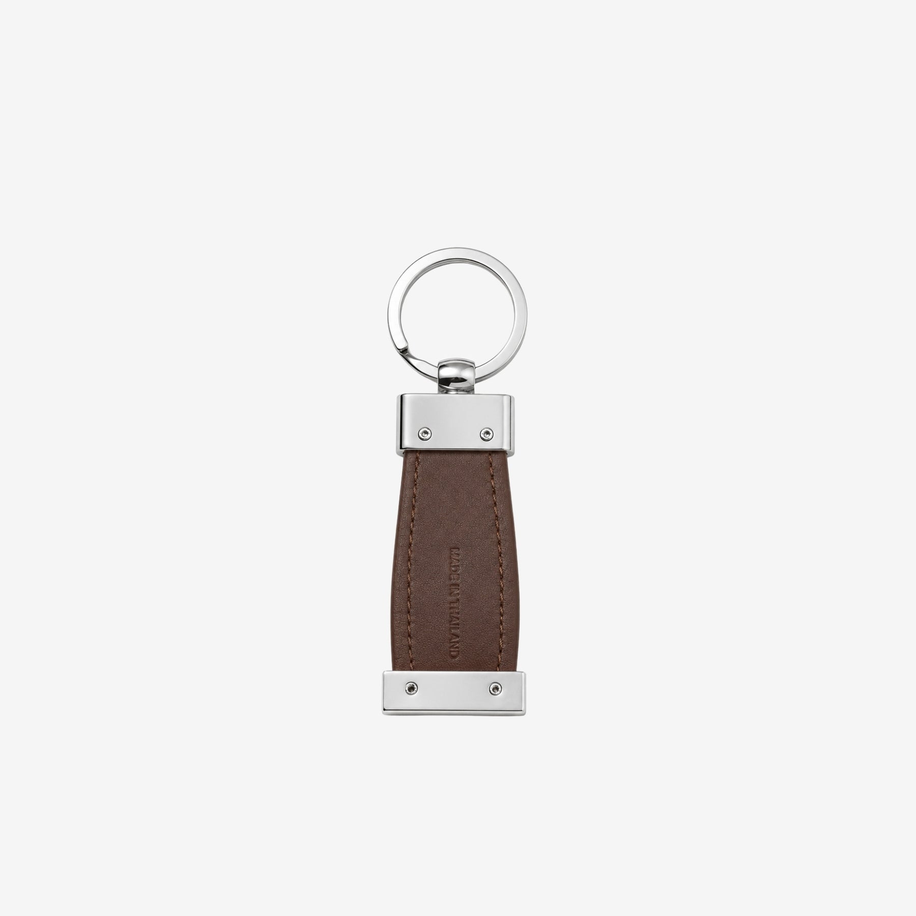 Back view of Spice Brown Leaftex keychain highlighting rustic leaf vein details and sustainable craftsmanship.