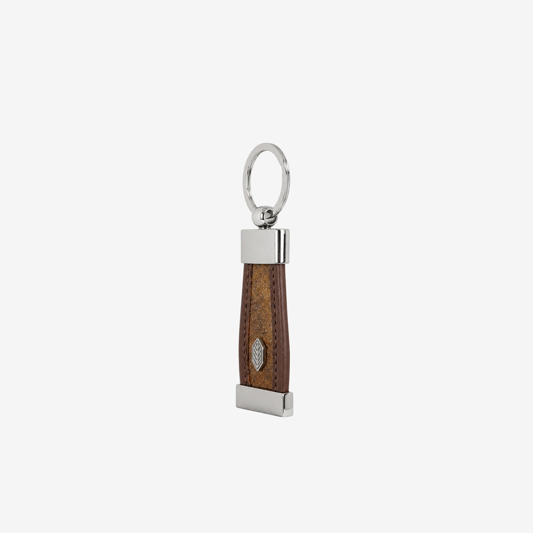 Side profile of Spice Brown Leaftex keychain showing its functional and elegant design.