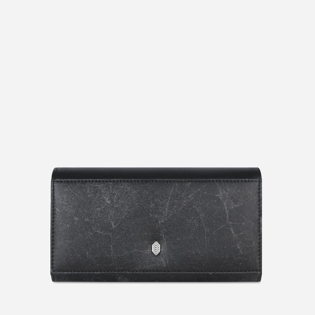 Black leather fold over purse cheap