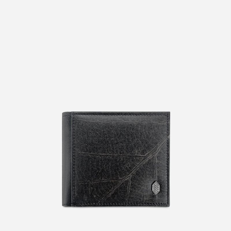 Front Black Oliver Vegan Wallet made from Micro Fiber by Thamon
