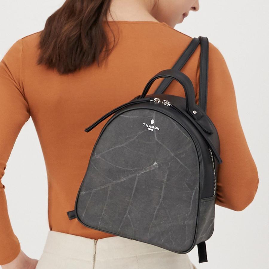 Black_Rachel_mini_backpack_women’s_backpack_vegan_leather_vegan_bag_Thamon