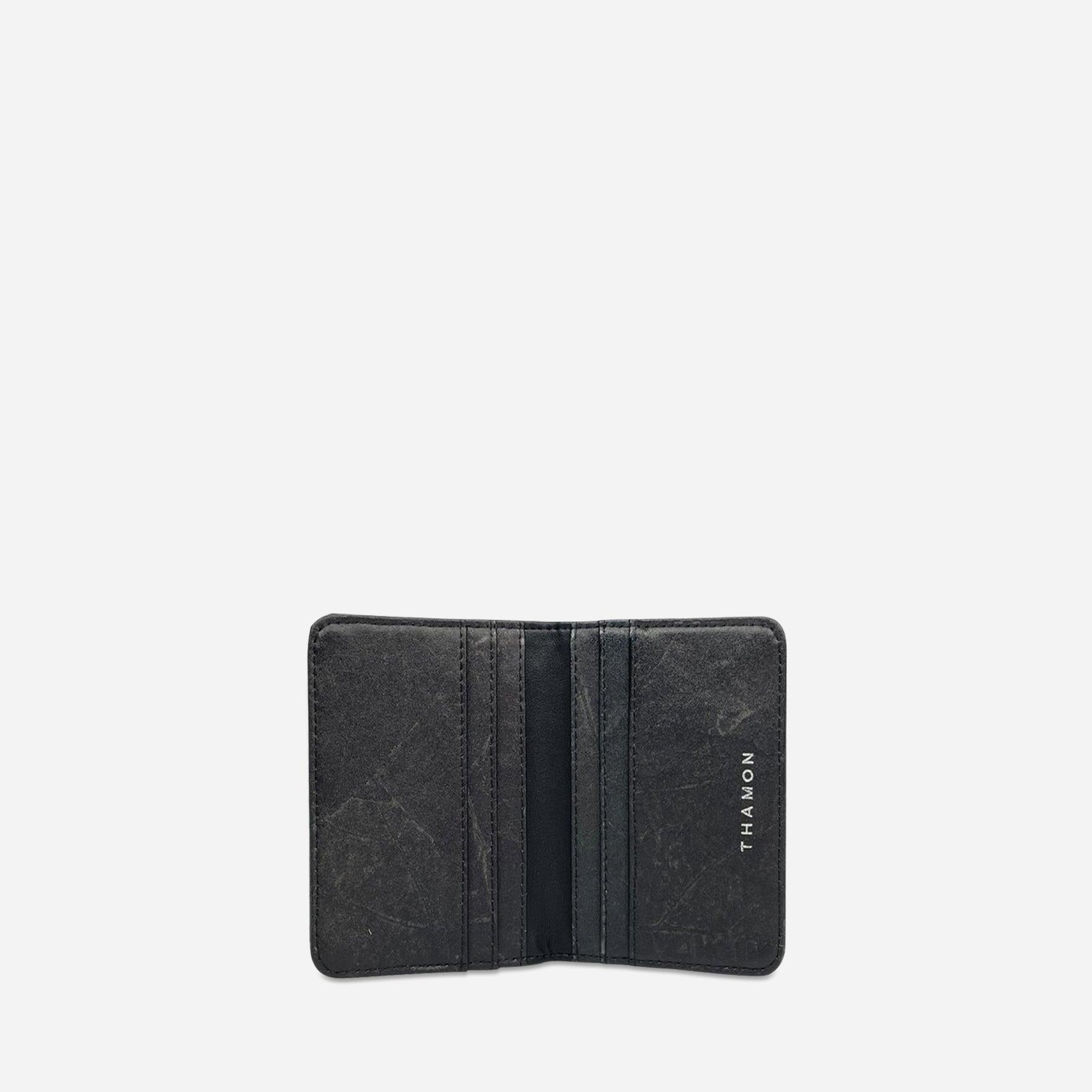Open Black Vegan Bi-Fold Cardholder by Thamon