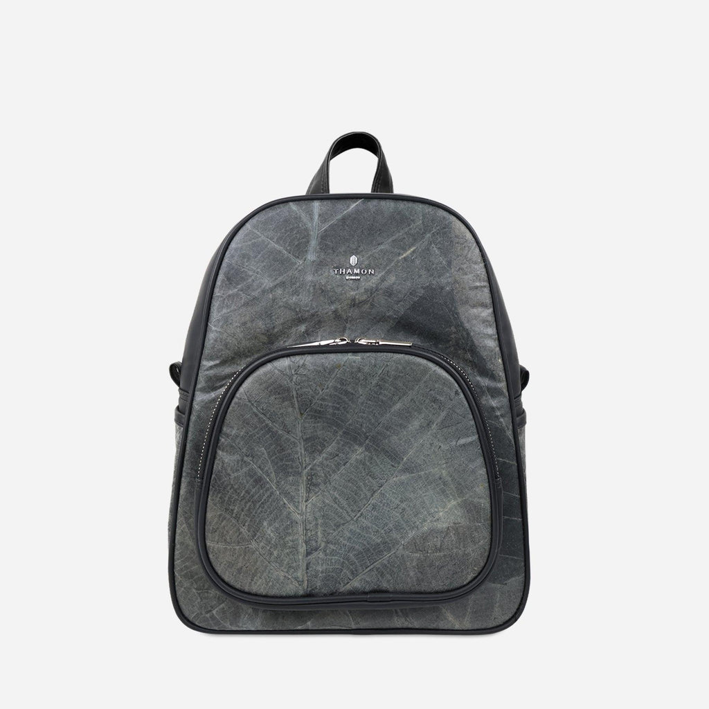 Leaf backpack for women Black leaf leather Thamon