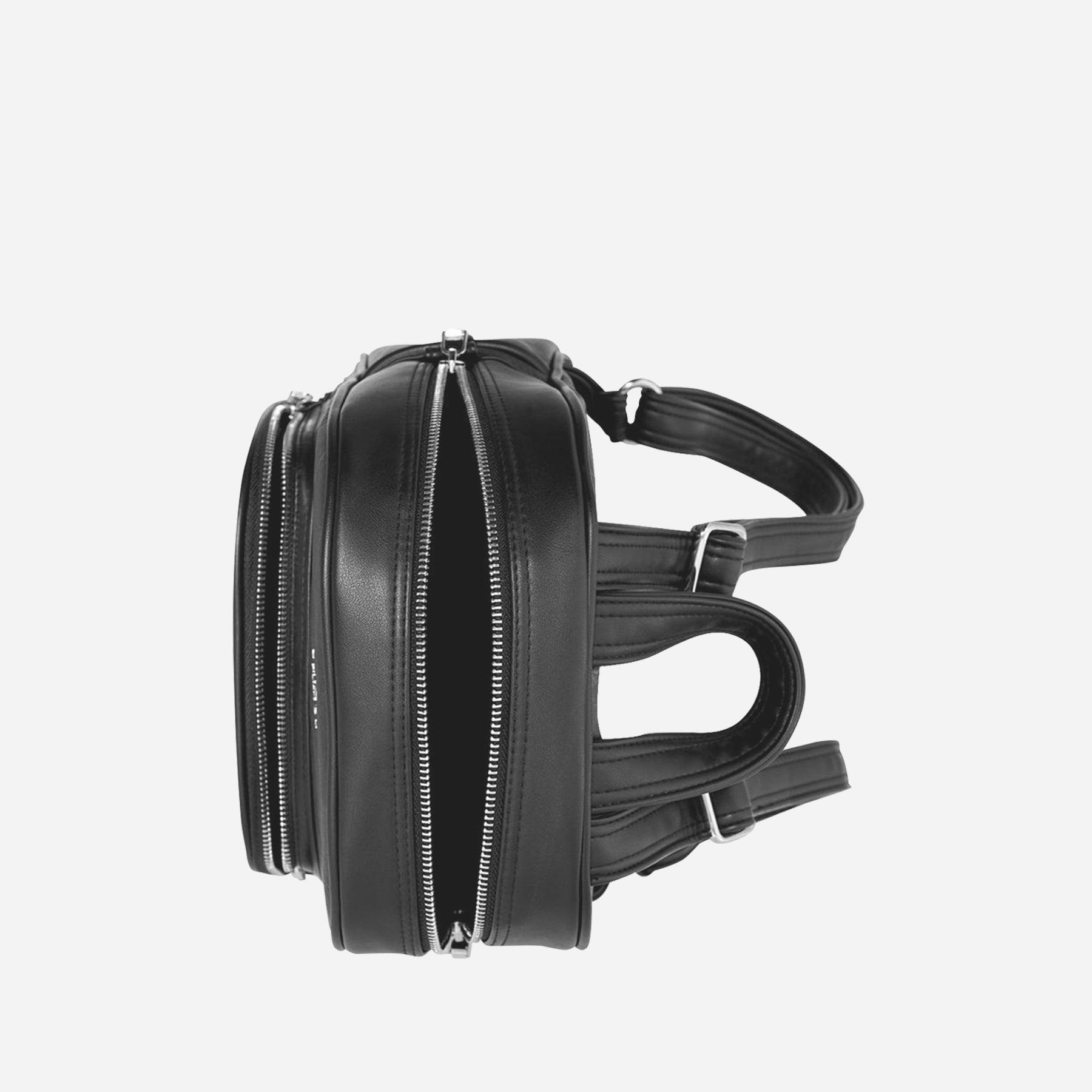 Top Black Leaf Pattern Vegan Backpack by Thamon