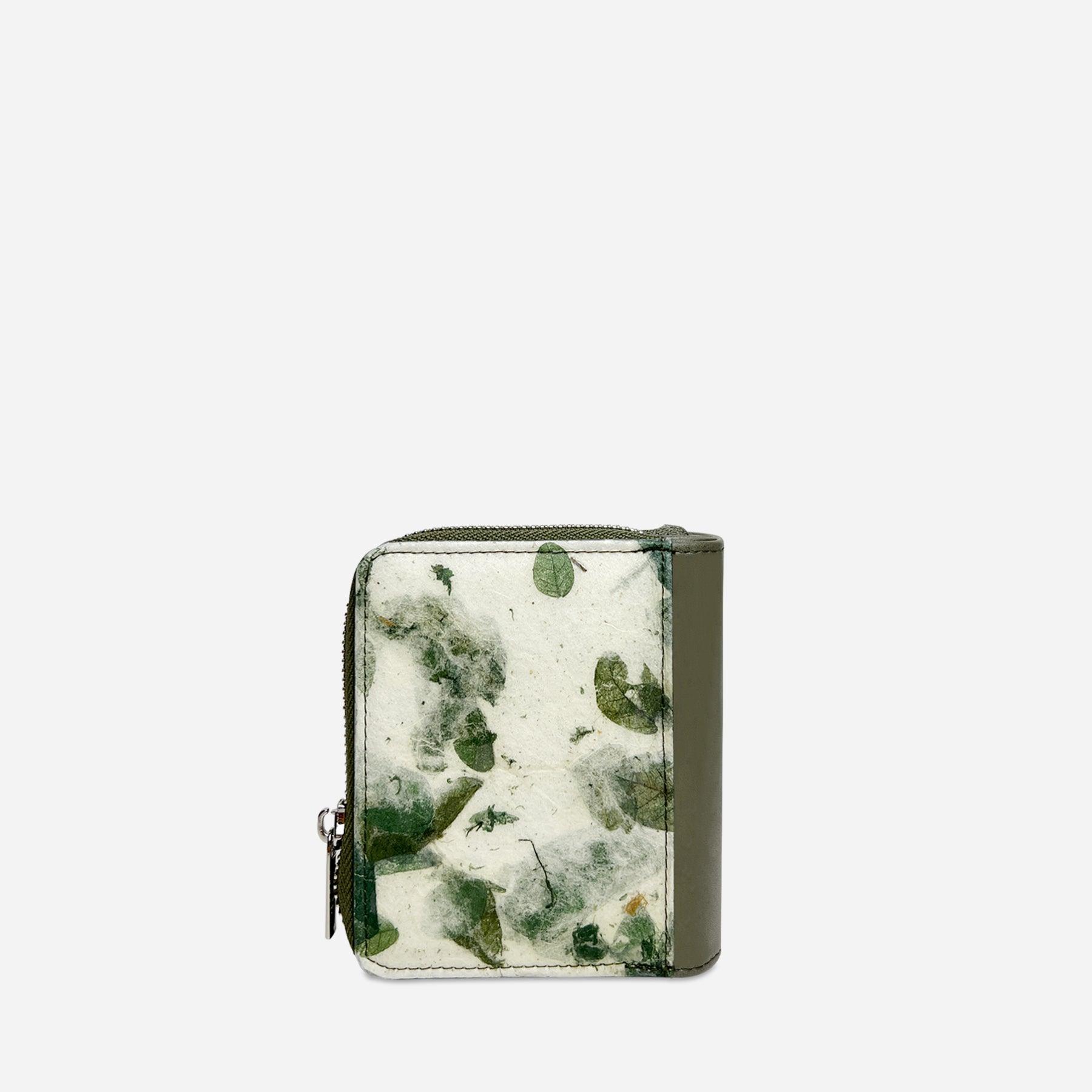 Back Camouflage Leaves Compact Zip-Around Wallet by Thamon