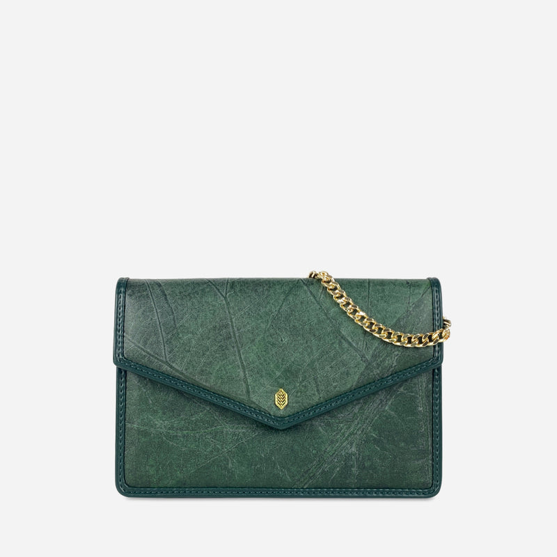 Front Forest Green Margot Vegan Pouch Bag by Thamon