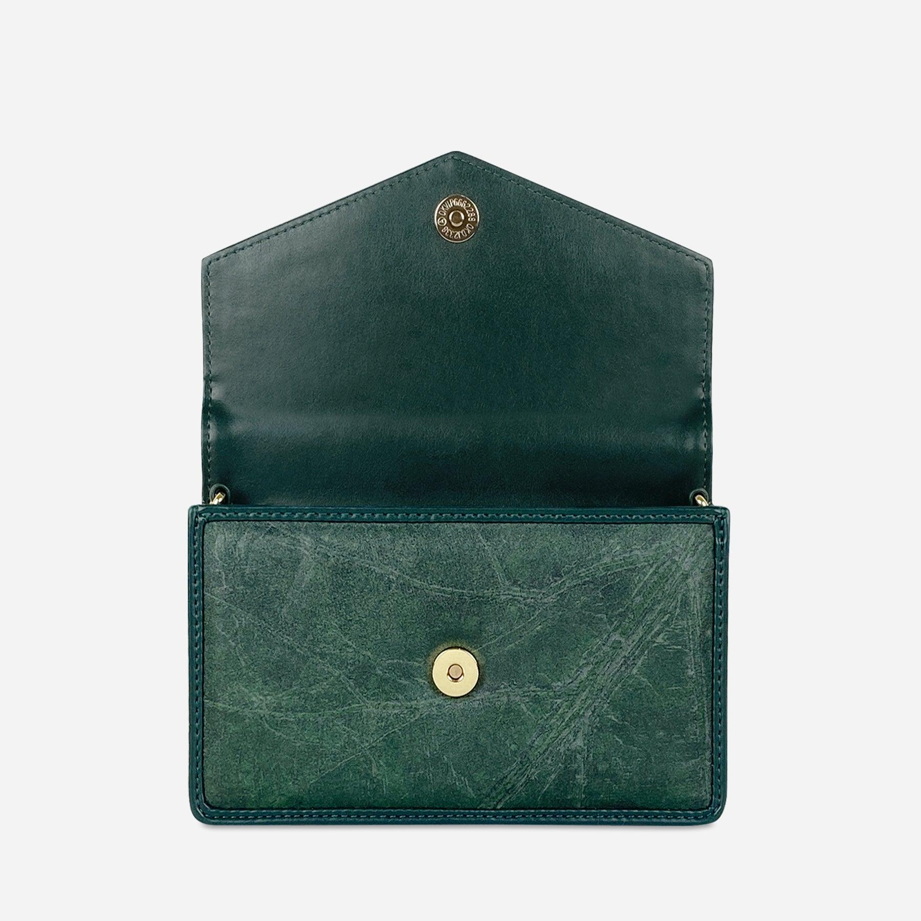 Open Forest Green Margot Vegan Pouch Bag by Thamon