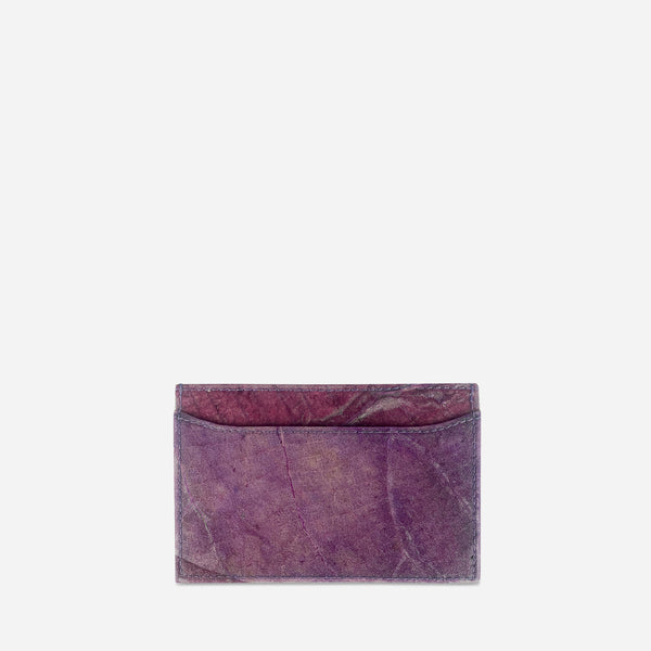 Back Purple Lavender Leaf Leather Cardholder by Thamon