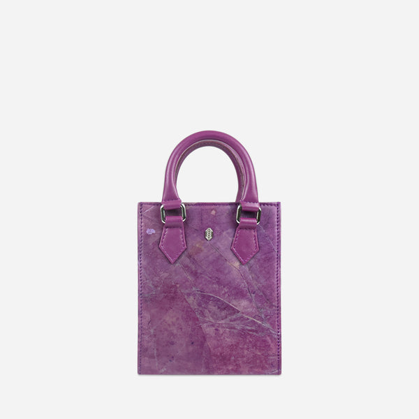 Front Purple Leaf pattern Ivy Mini Crossbody Tote Bag by Thamon