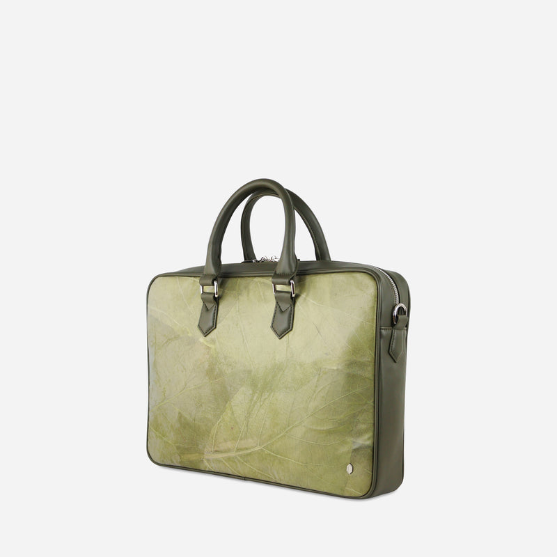 Side Olive Leaf Leather Oxford Briefcase by Thamon
