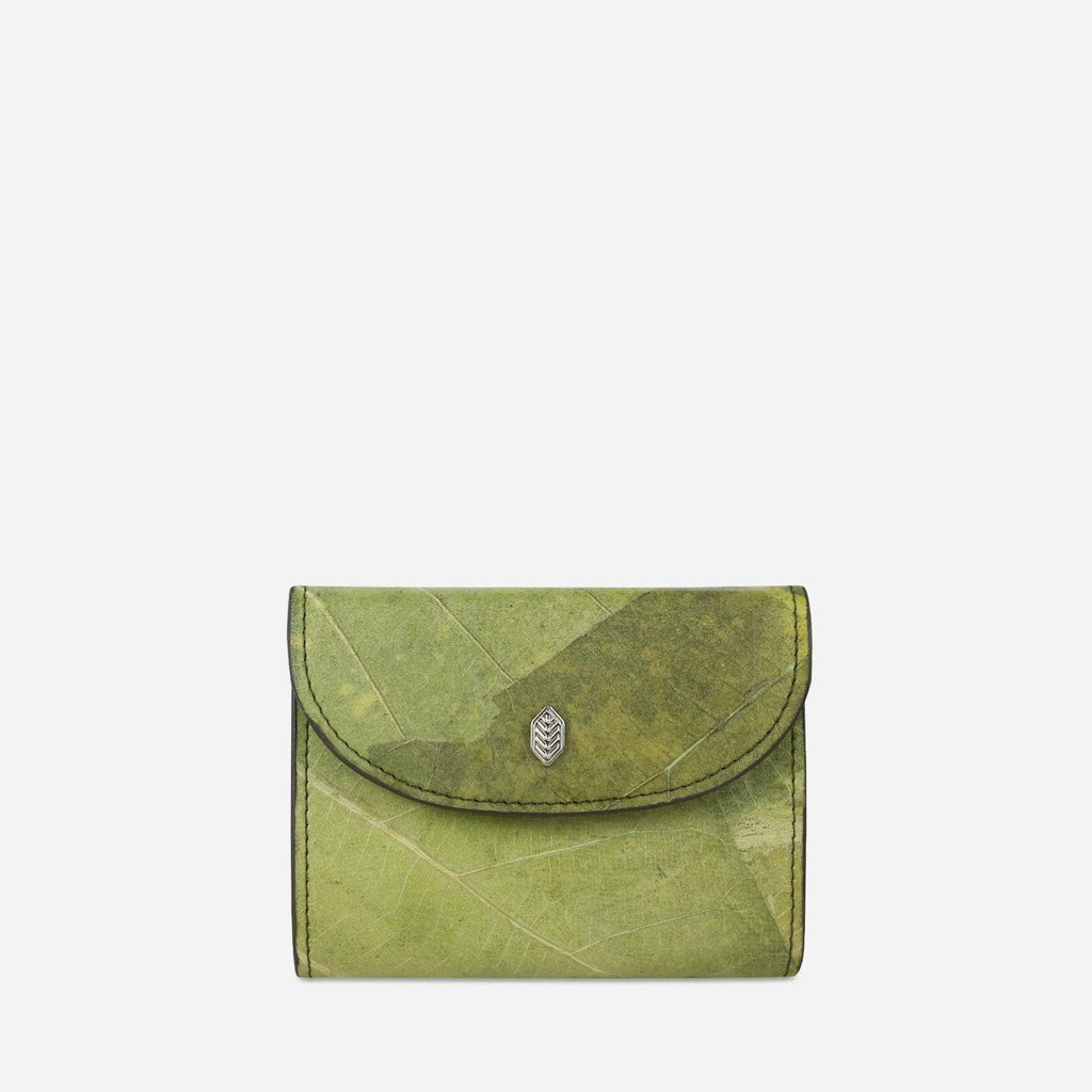 Pippa leaf coin purse Olive leaf leather Thamon